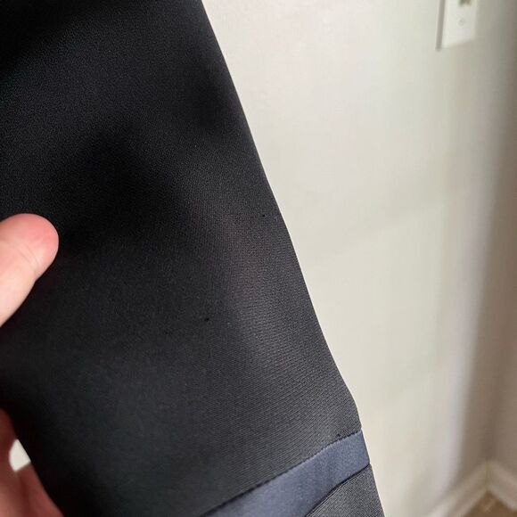 Vintage En Avance Black Cropped Blazer 4 Satin Trim Button Front Y2K Minimalist - Picture 5 of 7